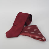MAROON DIAMOND POCKET SQUARE AND TIE SET